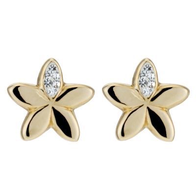 H Samuel 9ct Yellow Gold and Silver Flower Stud Earrings