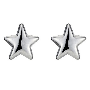 9ct White Gold Star Stud Earrings