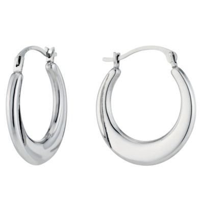 9ct White Gold Flat Round Creole - Product number 8644322