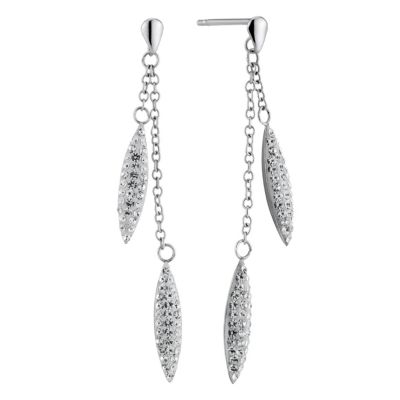9ct White Gold Crystal Needle Drop Earrings