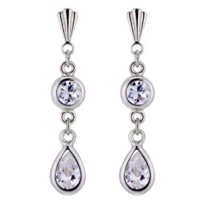 9ct White Gold and Cubic Zirconia Pear Drop