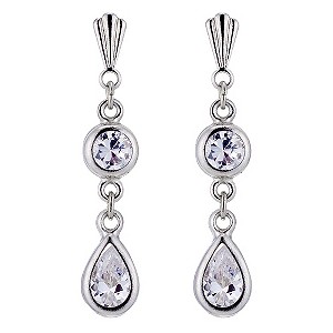 9ct White Gold and Cubic Zirconia Pear Drop