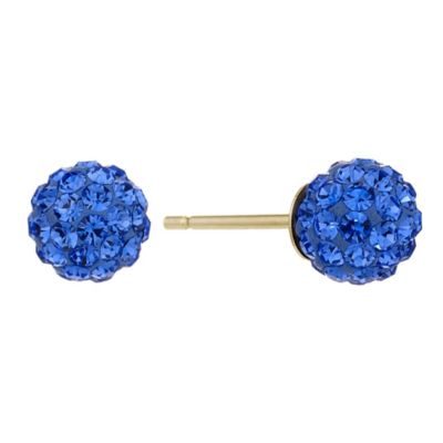 Unbranded 9ct Yellow Gold Blue Crystal Stud Earrings