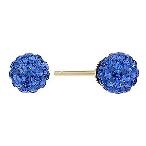 9ct Yellow Gold Blue Crystal Stud Earrings