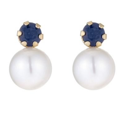 H Samuel 9ct Gold Sapphire and Cultured Freshwater Pearl