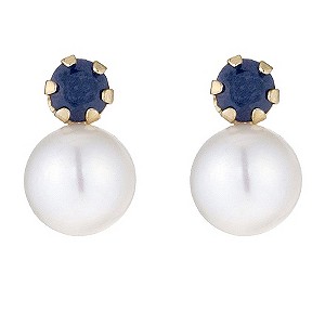 9ct Gold Sapphire and Cultured Freshwater Pearl