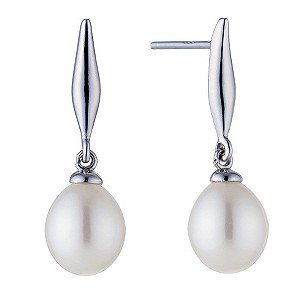 Silver Cultured Fresh Water Pearl Drop EarringsSilver Cultured Fresh Water Pearl Drop Earrings
