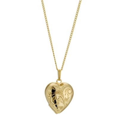 9ct Rolled Gold Diamond Cut Heart Locket