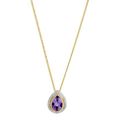 9ct Yellow Gold Silver and Amethyst Pendant
