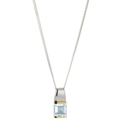Silver & 9ct Yellow Gold Blue Topaz Pendant - Product number 8644799