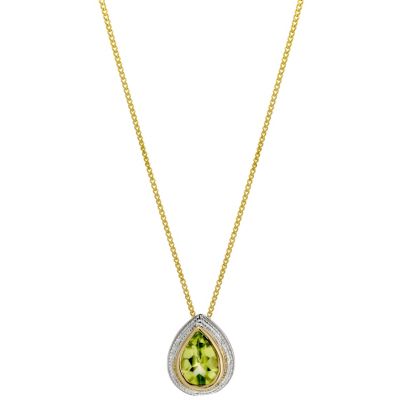 9ct Yellow Gold Silver and Peridot Pendant