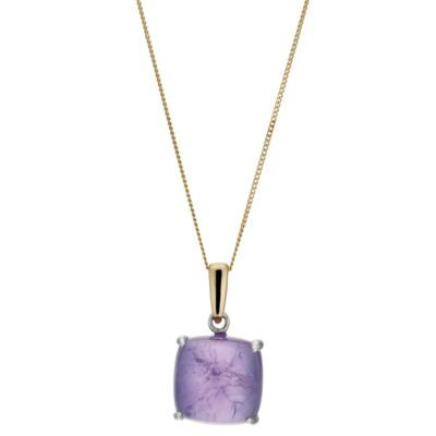 9ct Yellow Gold and Silver Amethyst Pendant