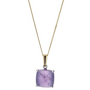 9ct Yellow Gold and Silver Amethyst Pendant