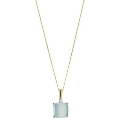 9ct Yellow Gold & Silver Blue Topaz Cushion Cut Pendant - Product number 8644853
