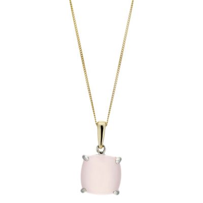 Unbranded 9ct Yellow Gold and Silver Rose Quartz Pendant