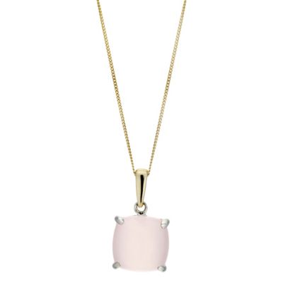 Unbranded 9ct Yellow Gold and Silver Rose Quartz Pendant
