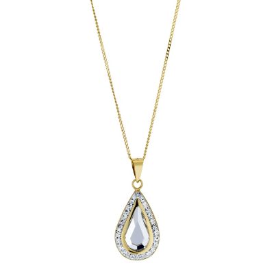 9ct Yellow Gold Crystal Tear Drop Pendant - Product number 8644918