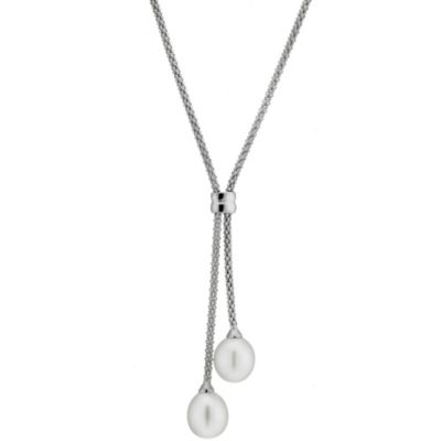 Sterling Silver Cultured Freshwater Pearl Lariat Necklace