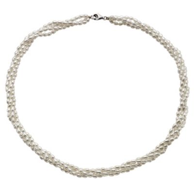 Silver Four Strand Cultured Freshwater Pearl Necklace