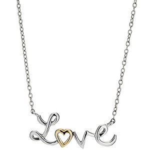 Unbranded 9ct Yellow Gold and Sterling Silver Love Necklace