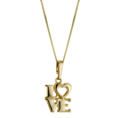 9ct Yellow Gold LOVE Pendant - Product number 8645345