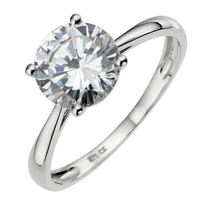 9ct White Gold Cubic Zirconia Solitaire Ring