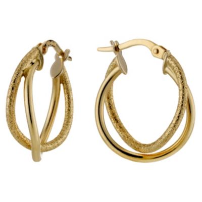 9ct Yellow Gold Double Twist Creole Earrings - Product number 8647399