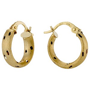 9ct Yellow Gold Small Hole Pattern Creole Earrings