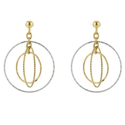 9ct White & Yellow Gold Triple Drop Earrings - Product number 8647410