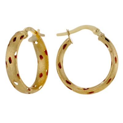 9ct Yellow Gold Large Hole Pattern Creole Earrings - Product number 8647445