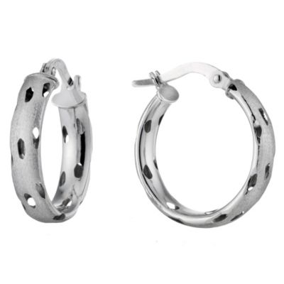 9ct White Gold Round Hole Creole Earrings - Product number 8647453