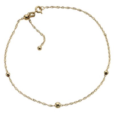 9ct Yellow Gold 10` Singapore Anklet