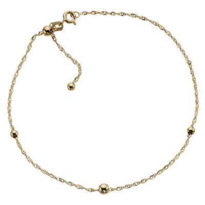 H Samuel 9ct Yellow Gold 10` Singapore Anklet