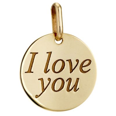 9ct Yellow Gold 'I love you' Disc Charm - Product number 8647550