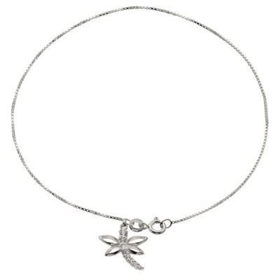 H Samuel Sterling Silver and Cubic Zirconia Dragonfly