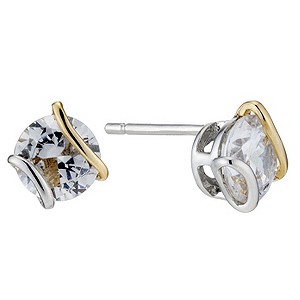 Silver & 9ct Yellow Gold Wrap Cubic Zirconia Stud EarringsSilver & 9ct Yellow Gold Wrap Cubic Zircon