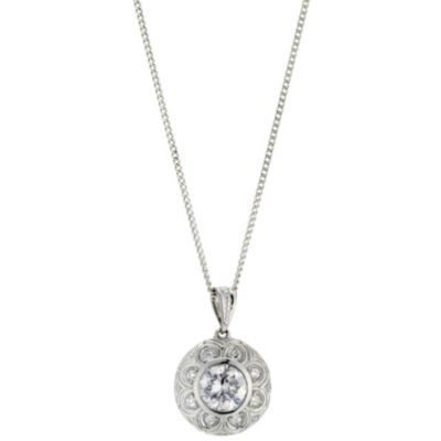 Sterling Silver Cubic Zirconia Vintage Pendant