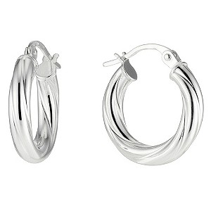 Silver Twist Creole Earrings