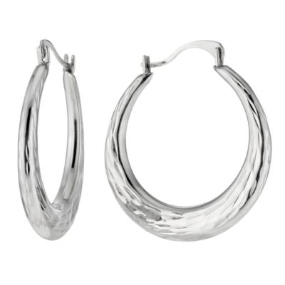 Silver Diamond Cut Creole Earrings - Product number 8648212
