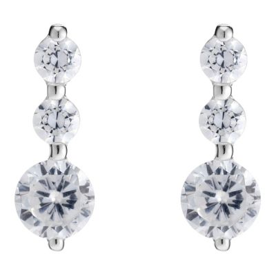 Silver Cubic Zirconia Trilogy Earrings - Product number 8648239