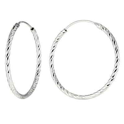 Silver Diamond Cut Hoop Earrings - Product number 8648255