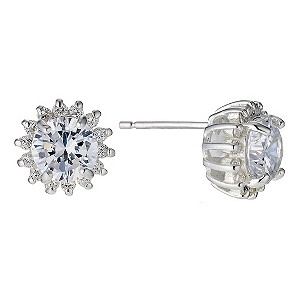 Silver Cubic Zirconia Cluster Stud Earrings