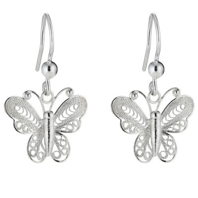Silver Butterfly Drop Earrings - Product number 8648298