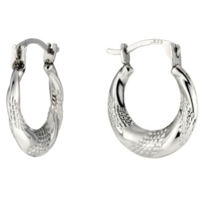 Silver Twist Patterned Creole Earrings - Product number 8648379