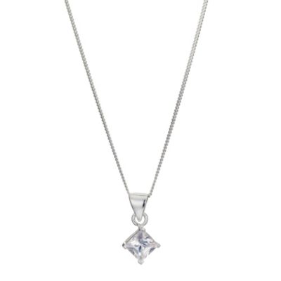 Silver Princess Cut Cubic Zirconia Pendant - Product number 8648395