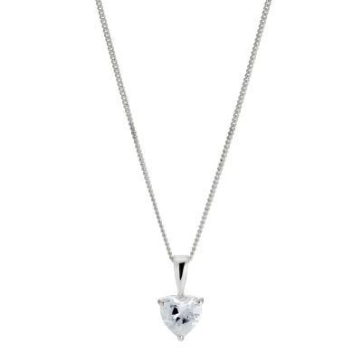Silver Heart Shape Cubic Zirconia Pendant - Product number 8648417