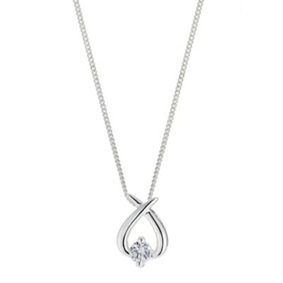 Silver Cubic Zirconia Kiss Pendant