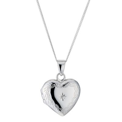 Silver Diamond Heart Locket - Product number 8648743