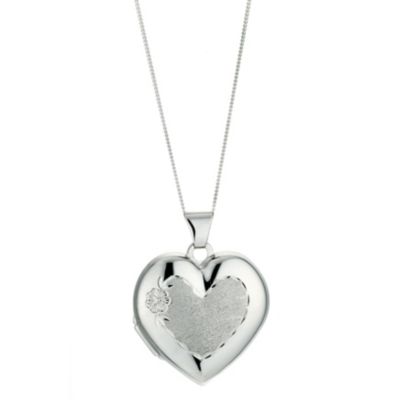 Silver Large Diamond Cut Heart Locket - Product number 8648891