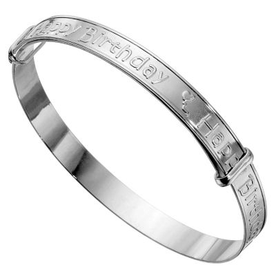 Silver Happy Birthday Bangle - Product number 8648972